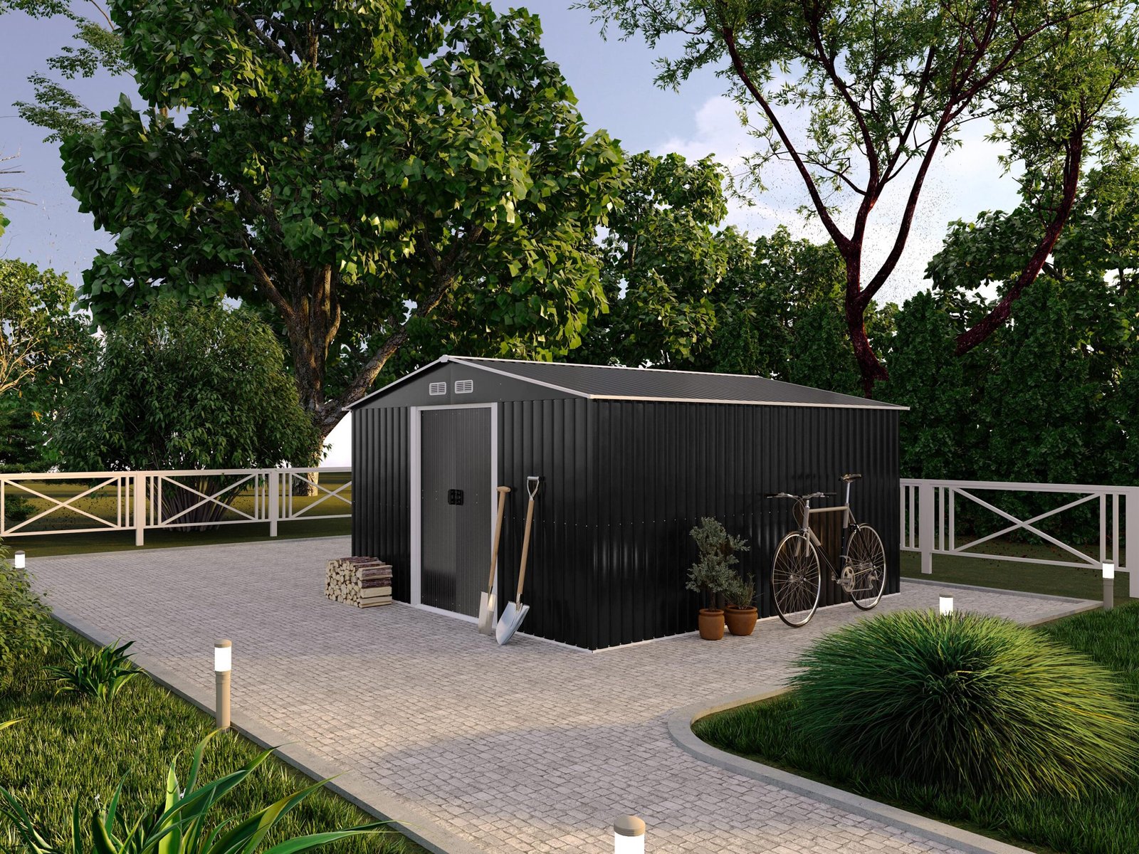 Abri de jardin en acier galvanisé gris 12,5 m² - Prix d'usines 2