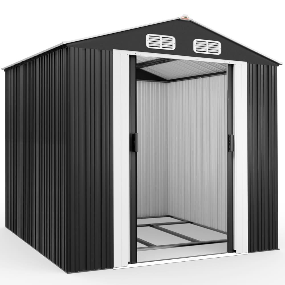 Abri de jardin en métal gris 257x205x177cm 2