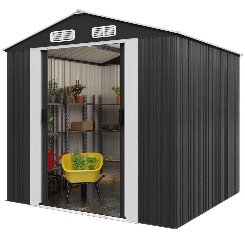 Abri de jardin en métal gris 257x205x177cm 3