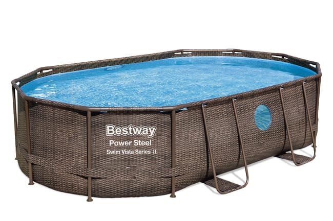 Piscine BESTWAY hors sol ovale Power Steel Swim Vista rotin 488 x 305 x 107cm 4