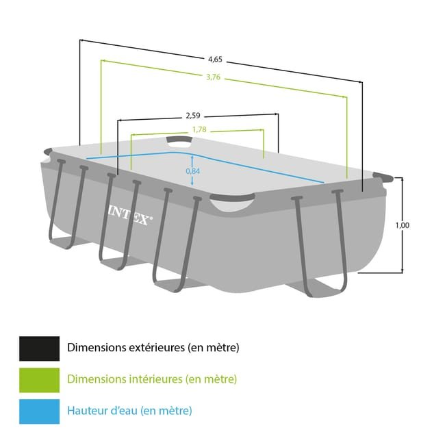 Piscine tubulaire INTEX Prism Frame rectangulaire L.4,00 x l.2,00 x H. 1,00m 3