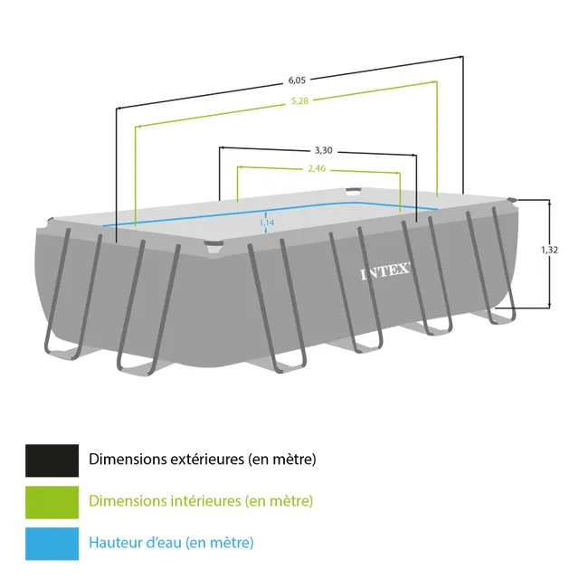 Piscine tubulaire INTEX Ultra XTR rectangulaire L. 5,49 x l. 2,74 x H. 1,32 m 3