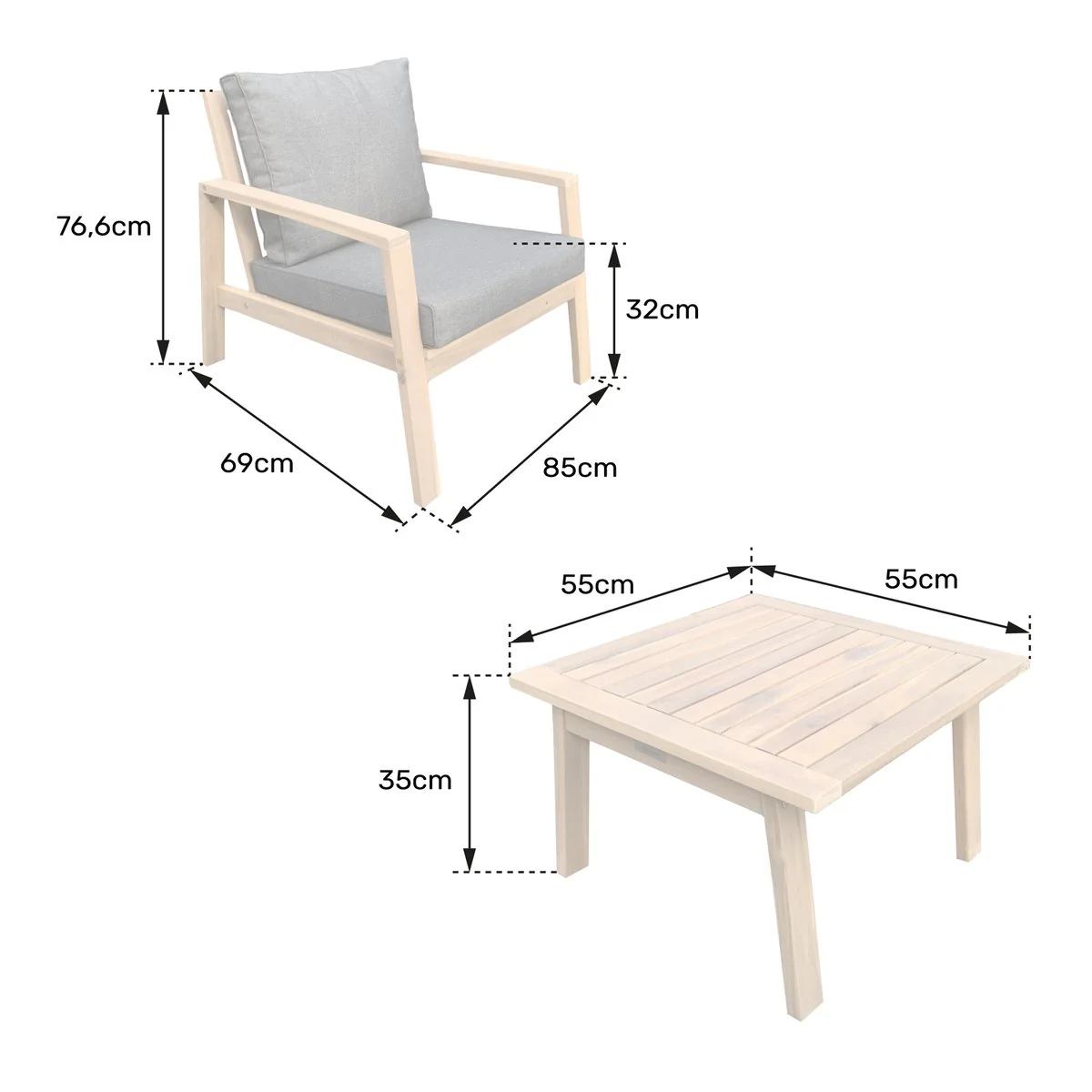 Salon de jardin en acacia - 2 Places 2